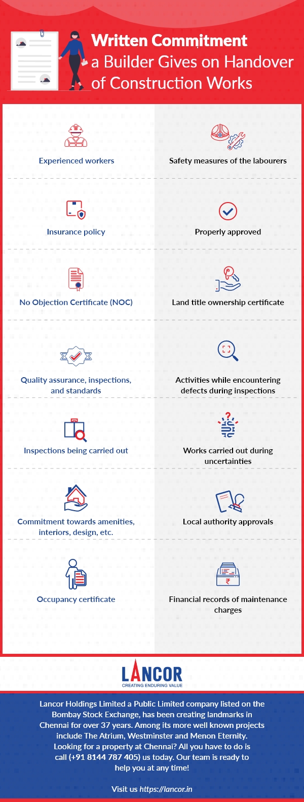 Written Commitment a Builder Gives on Handover of Construction Works -Lancor